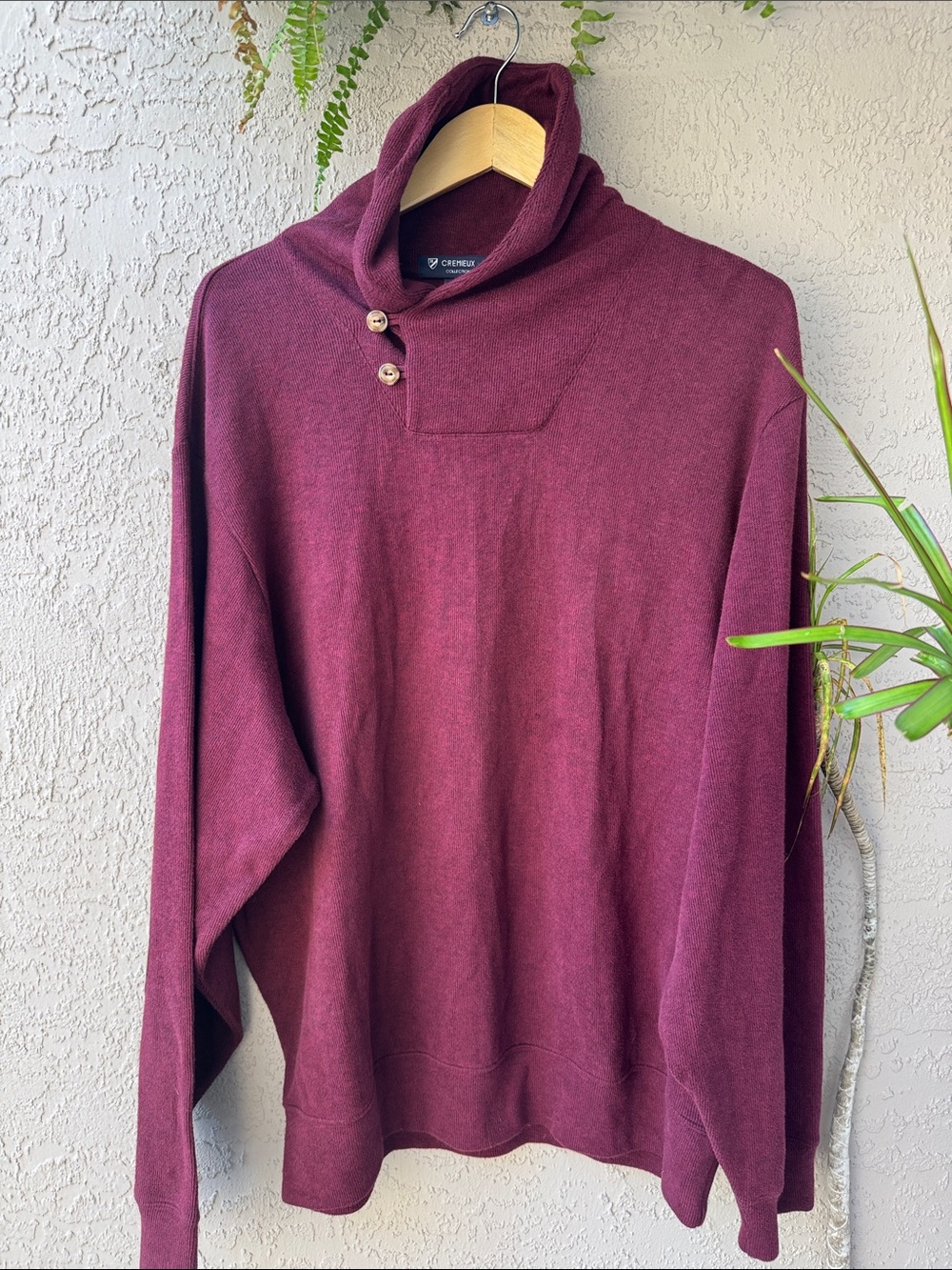 Daniel Cremieux Maroon Funnel Neck Sweater with Button Detail